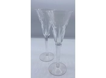 Pair Of Waterford Wine Glasses With Lovely Heart Design Etched
