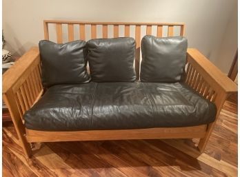 Mission Style Loveseat - Missing  Large Back Cushions  T