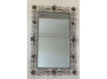 Sparkly Floral Themed Metallic Hanging Mirror, 31 X 47 Inches.  We Have Two Of These!