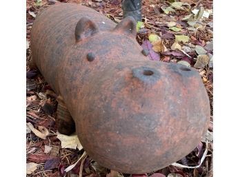 Adorable Outdoor Hippo Made Of Iron. Perfect Landscape Decor!