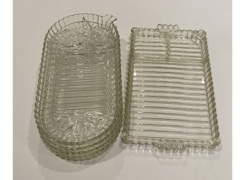Antique Glass Relish Trays, Set Of 5