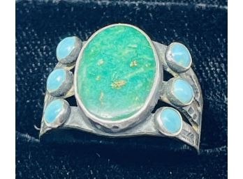 Turquoise With Gemstone Ring. Marked Sterling. Beautiful Design And Detail.