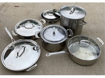 Large Collection Of Cuisinart Pots And Pans, Plus A KIRKLAND Brand Pot (large One) With MATCHING LIDS