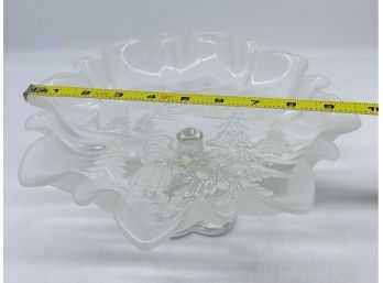 Lovely Crystal Footed Platter With Winterscape Design By MIKASA