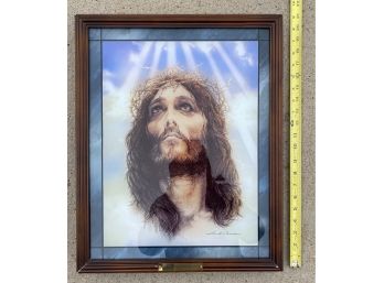 Illuminated Stained Glass Portrait Of Jesus By Artist Mark Cannon. From The Bradford Exchange