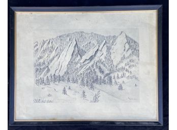 Very Cool Pencil Sketch (Copy) Of Flatirons In Frame, No Glass