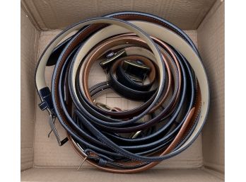 Box Of Belts, Fits Size Mens 42 Waist. Includes Brands Like LL Bean, Paul Fredrick And More