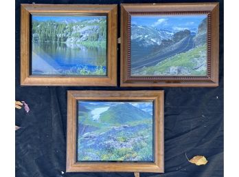 Set Of 3 Landscape Photos In Wooden Frames