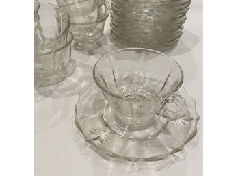 Lovely Collection Of Glass Teacups And Dessert Plates