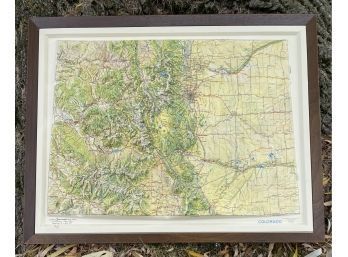 3D Topographic Map Of Colorado In Wooden Frame