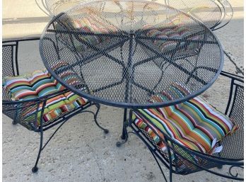 Woodard Outdoor Table And Four Chairs With New Cushions