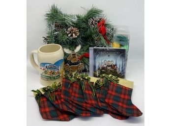 Christmas Bundle! Wreath, CD, Nightlight, Mug, And Mini Stockings