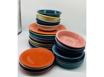 LARGE COLLECTION OF GENUINE FIESTA DISHES! 11 Dinner Plates, 10 Dessert Plates, And 8 Bowls