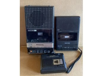 Three Vintage Portable Tape Players By Radio Shack And Panasonic