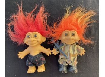Vintage Toys! Two Original TROLLS Dolls, One Combat Troll