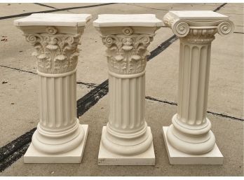 Three Columns, Very Heavy, With Beautiful Detail. Each One Stands Approximately 28 Inches