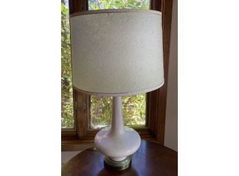 Mid Century Table Lamp With White Glass Base, Tested And Working