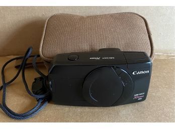 CANON Sure Shot Film Camera With Brown Compact Carrying Case