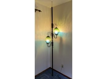 GORGEOUS And UNIQUE Lamp As Tall As The Ceiling! Has Tension Rod To Keep In Place. Blue And Green Glass Design