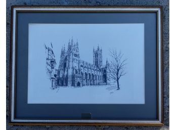 Pencil Sketch Of German Church In Lovely Sage Matte Frame