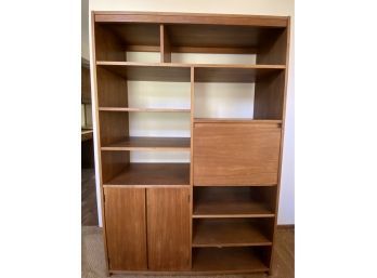 Large Book Shelf / Entertainment Cabinet With Two Covered Cabinets