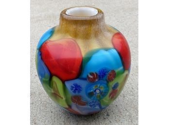 Beautiful Floral Fantasia Art Glass Vase