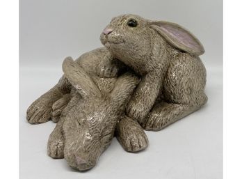 Cute Porcelain Statue Of Two Bunnies