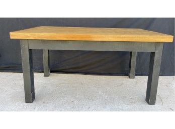 Wooden Coffee Table With Painted Black Legs.