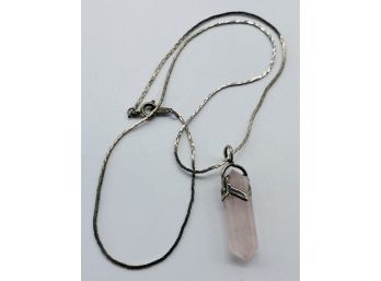 Dainty Necklace With Pink Rock Pendant