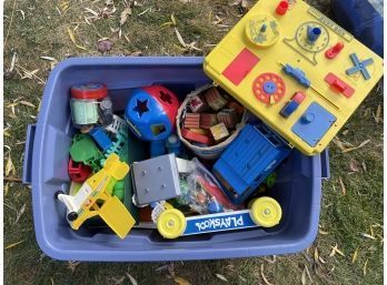 Large Box Of Playskool And Fisher Price Toys.
