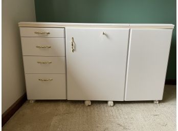 White Sewing Cabinet For Sewing, Cutting, Quilting, And Crafting