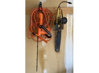 Chain Saw And Hedge Trimmer With Extension Cord