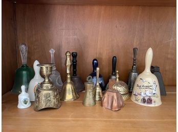 Fabulous Collection Of Small Glass And Metal  Bells. From Texas, Iowa. Florida,etc.