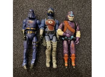 Authentic G.I. JOE Action Figures! Three Loose Figures, Including 2002 Skull Buster