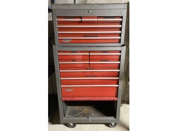 Awesome Craftsman Standing Tool Box On Wheels With Miscellaneous Tools And Hardware! Hey