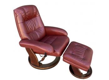 Nice Red Leather Chair And Ottoman From Benchmaster Furniture