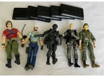 Vintage G.I. JOE! 5 Loose Action Figures And Name Plates, Including Snake Eyes, SGT. Bazooka And More!