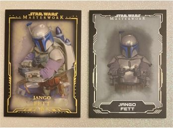 Jango Fett STAR WARS Trading Cards. Masterwork Series By TOPPS. Numbered, Gold 74/99 Silver 07/99