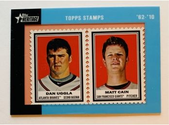 Topps, Heritage, Dan Uggla, Matt Cain, 2011 Stamps, 48/62