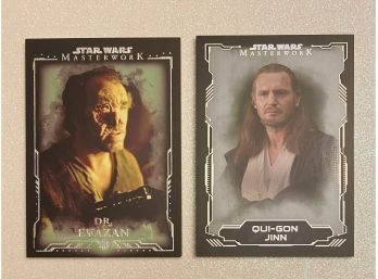 Qui-gon Jinn And Dr. Evazan STAR WARS Trading Cards. Masterwork Series By TOPPS. Numbered, 50/50 And 24/99