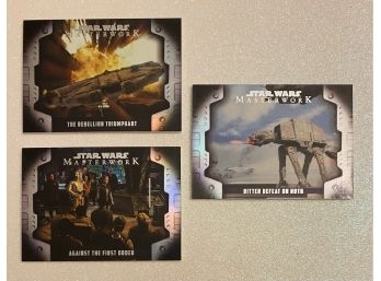 Three STAR WARS Masterwork Trading Cards By TOPPS. Great Collection! Numbered 016/249, 061/249, And 080249