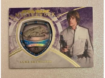 Collectible Luke Skywalker STAR WARS Masterwork Trading Card By TOPPS. Commemorative Emblem 49/50