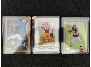 Manning Topps Draft Picks 2010, Rodgers Topps 50th Anniversary 2010, Brees Topps Rookie 2001