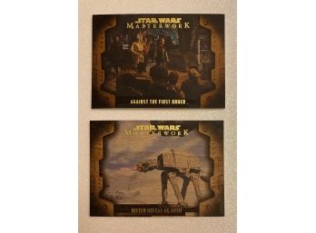 Two STAR WARS Masterwork Trading Cards By TOPPS. The Force Awakes 39/50 And The Empire Strikes Back 32/50