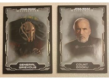 General Grievous, Count Dooku STAR WARS Trading Cards. Masterwork Series By TOPPS. Numbered, 26/99 And 11/99