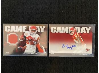 Jamaal Charles Game Day Relic, Brandon Flowers Signed,  Topps 2011