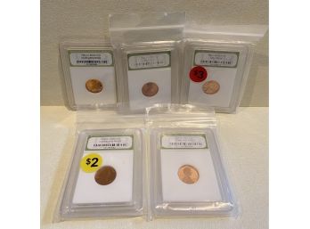 Collection Of 5 Gem Proof Pennies From International Numismatic Bureau