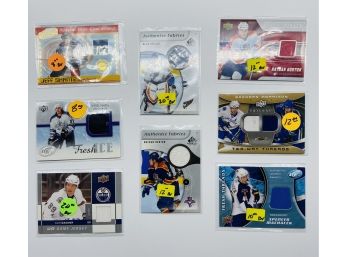 Collection Of 8 NHL Jersey Memorabilia Cards. Hockey Trading Cards With Authentic Fabrics, Game Jerseys