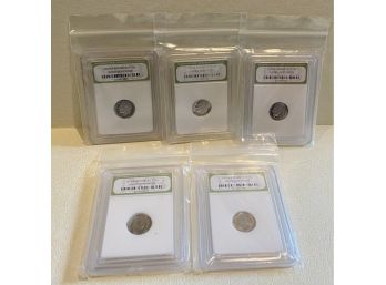 Collection Of 5 Dimes From International Numismatic Bureau, Cameo And DCAM Gem Proof