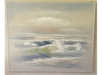 Beautiful LARGE Canvas Art Of Ocean Waves Signed By Gregory C.